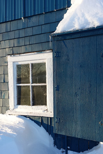 Blue Barn on Winter Day
