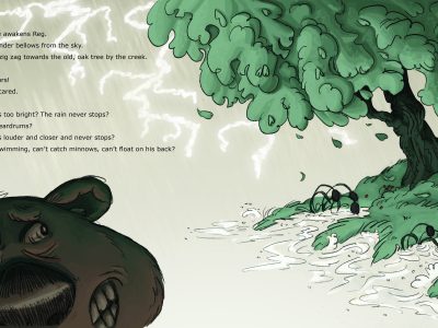 A picture of Reg the bear coping and managing big worries.